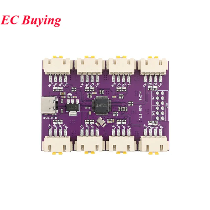 USB to 4 8-way RS485 Serial Port Type-C to 4 8-way 485 Multi-channel UART TTL CH348 HUB RS485 Module Expansion Board YR-6028