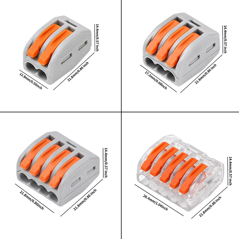 10/20/30PCS 2/3/4/5-Port Assorted Kit Quick Push In Lever Wire Connector Mini Compact Terminal Block 0.08-4mm2 Electrical Wiring