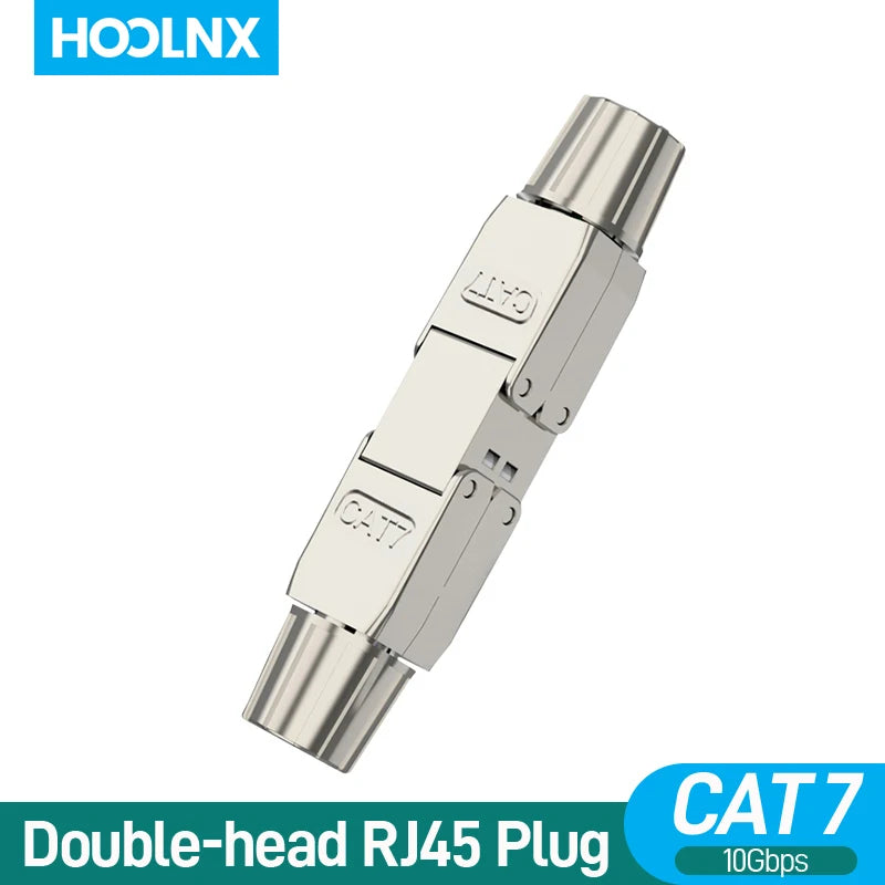 Hoolnx Tool Free RJ45 Extender, Ethernet Cable Extender PoE+ CAT6A CAT7 Lan Cable Extension Connector Full Shielded Toolless