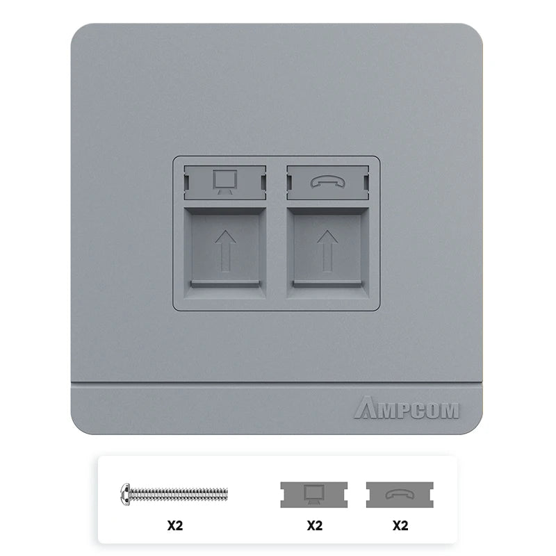 AMPCOM 86 Type Faceplate Computer Socket Panel Network Module RJ11 RJ45 Cable Interface Outlet Wall Socket Electrical Equipment
