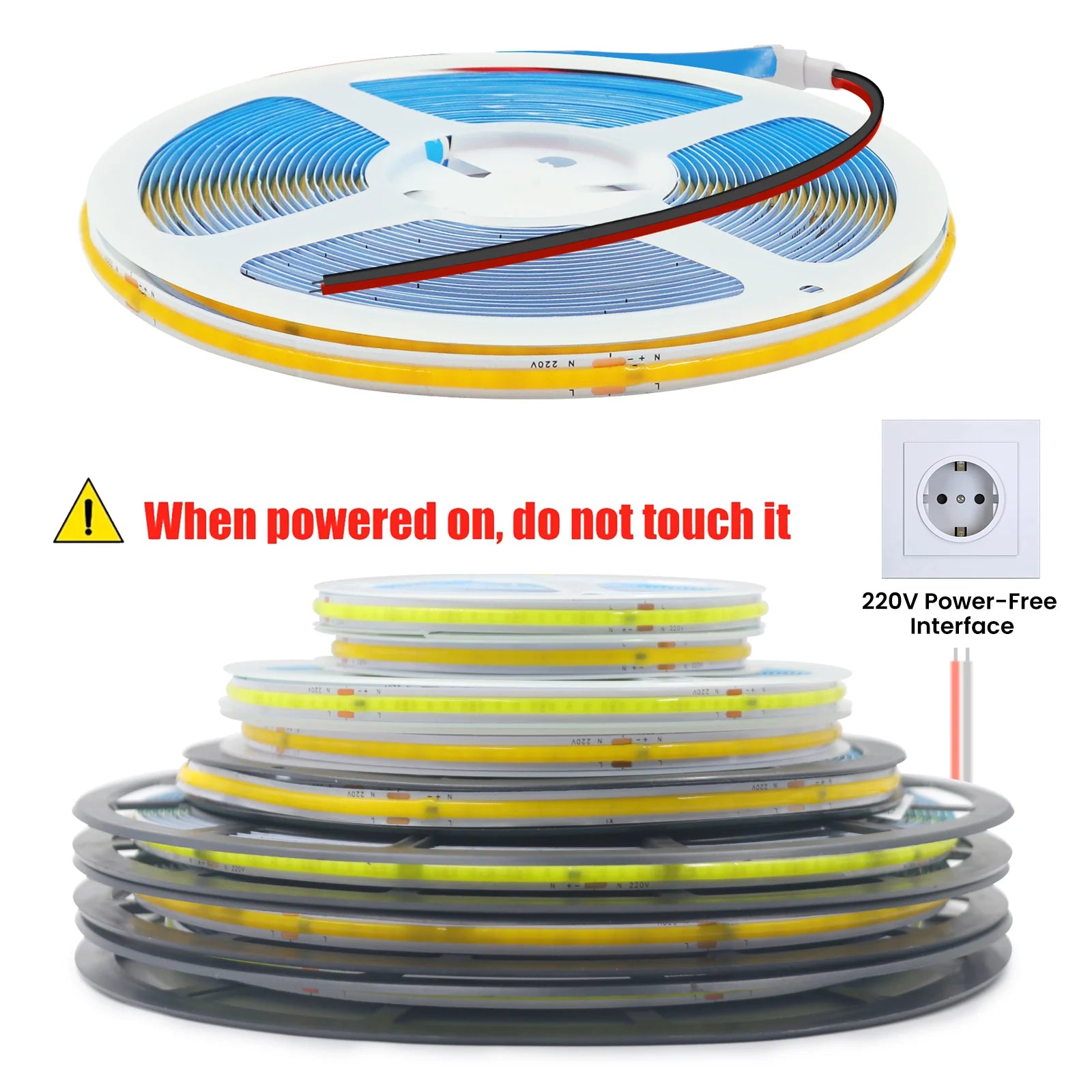 5M 10M 20M 50M/Roll COB Strip AC 220V 240Leds/M IP20 3000K 4000K 6000K Driver Build In Home Decor Flexible Ribbon Rope LED Light