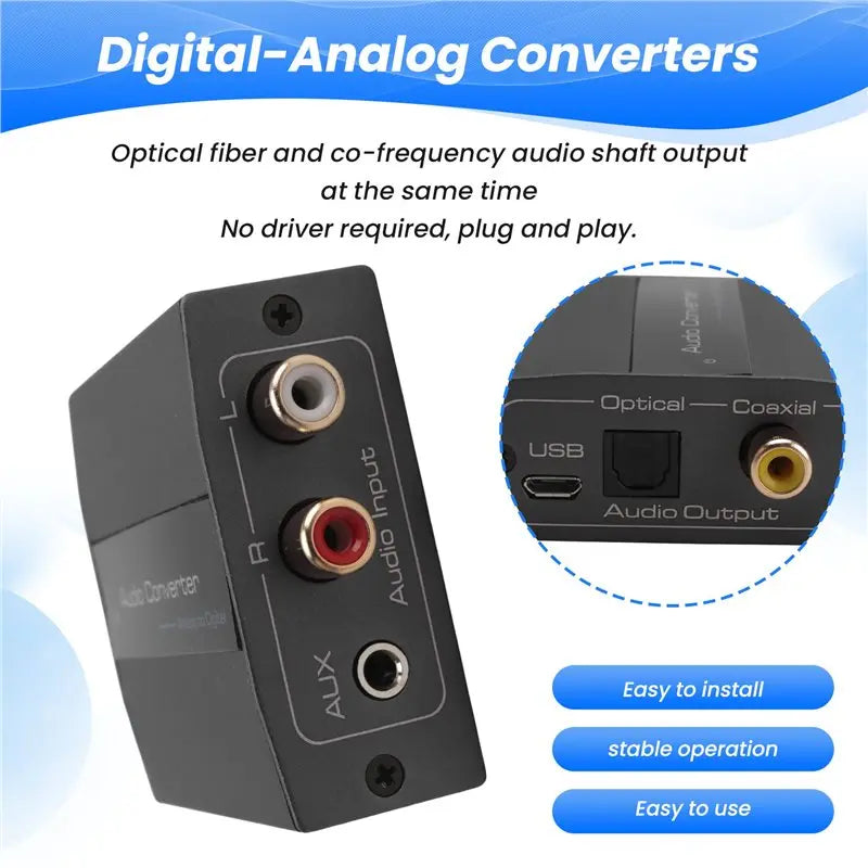 A13E-Analog To Digital Audio Converter RCA To Optical With Optical Cable Audio Digital Toslink And Coaxial Audio Adapter