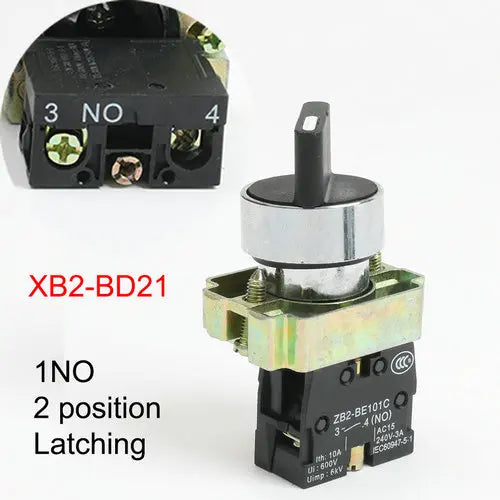 XB2-BD21 BD25 BD33 BD53 BD73 1NO/2NO/1NO1NC 2/3 position Latching self-locking selector push button switch Momentary self-Reset