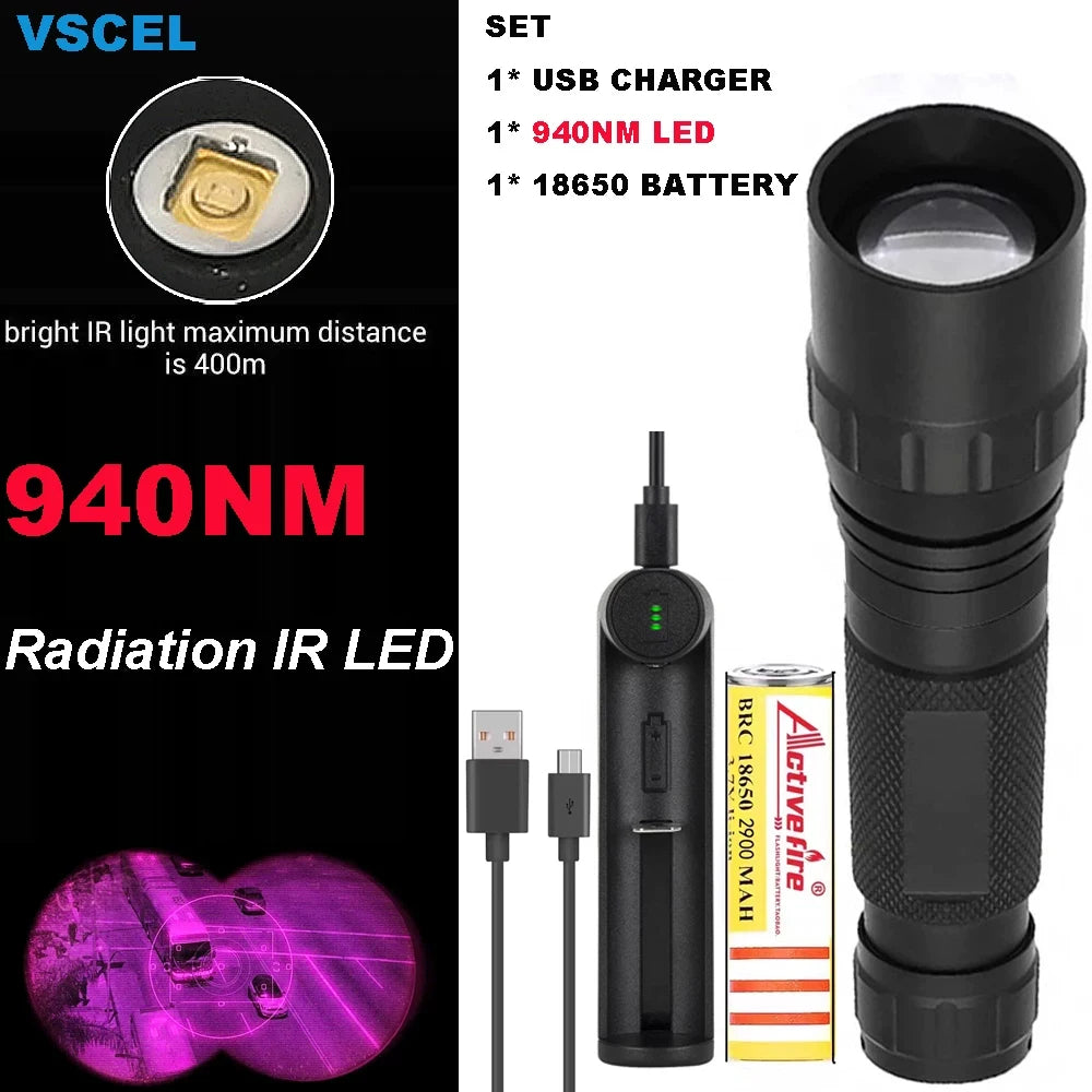 Infrared Complement 7W VCSEL 850nm/940nm Zoom Infrared Flashlight with Mute Adjustable Power 810nm IR Light