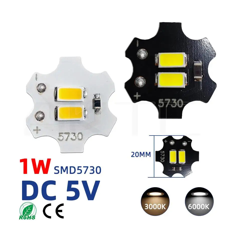 1-20 Pcs Mini LED Light Board DC 5V 1W SMD5730 3000K Warm/White 6000K 20mm Aluminum Plate Lamp Beads and USB Switch Cable On/Off
