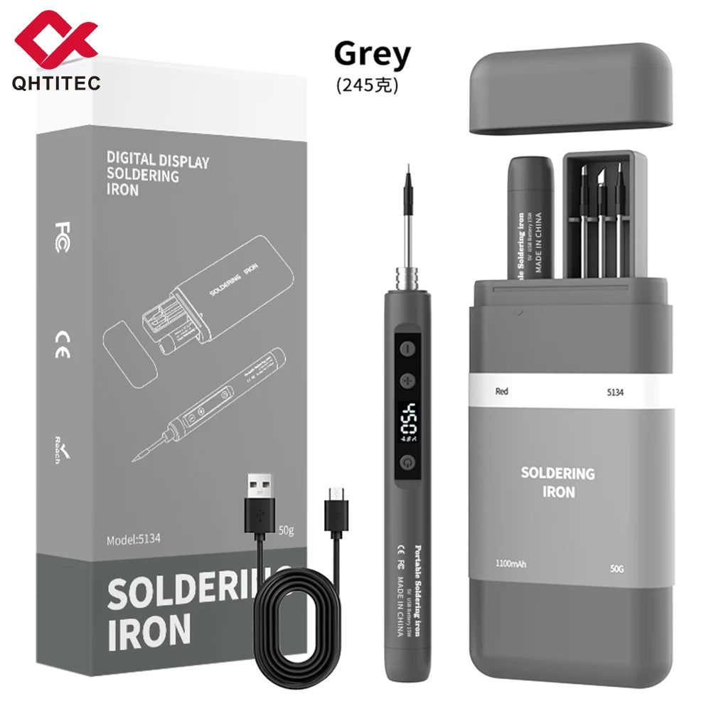 JCD Wireless Soldering Iron Portable 180-450 °C Adjustable Temperature built-in battery with 3Tip Soldering Tool Kit USB-5134