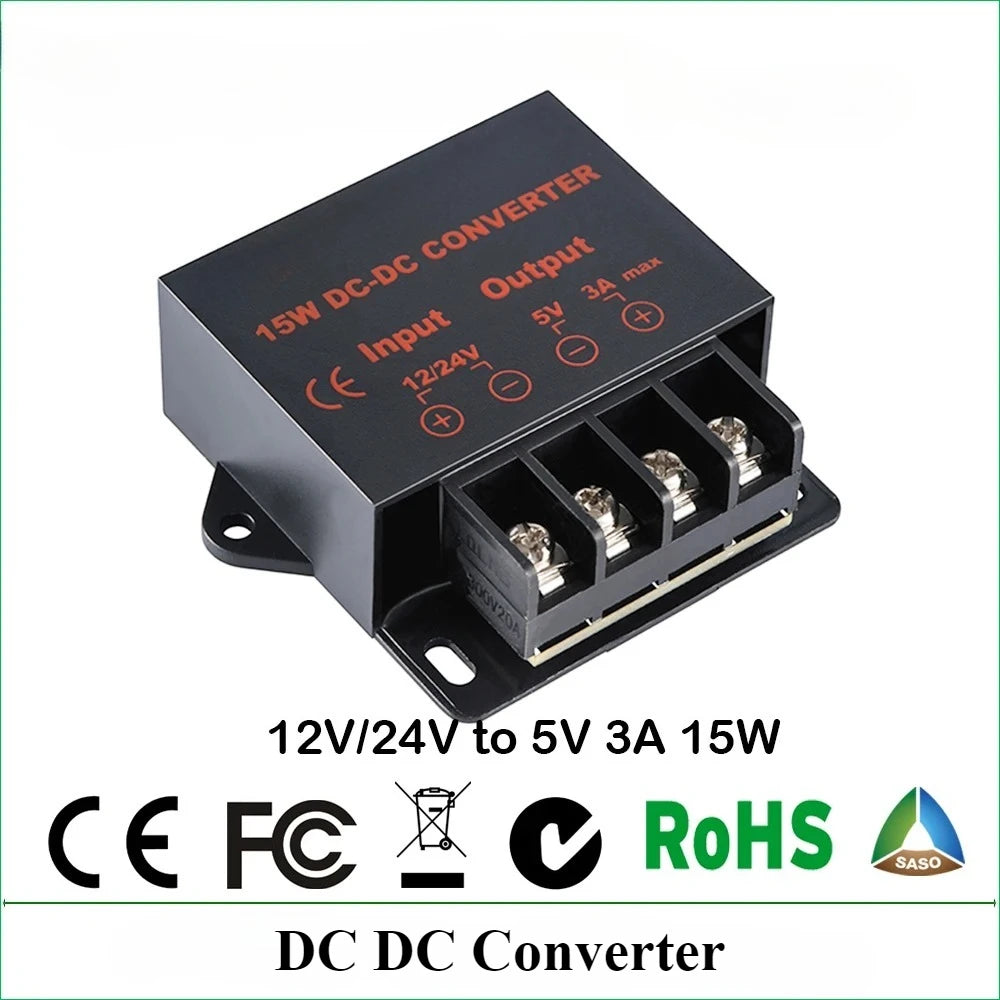 12V 24V to 5V DC Converter Regulator 3A-100A Car Step Down Reducer LED Lighting Display CE Certified Waterproof Dustproof