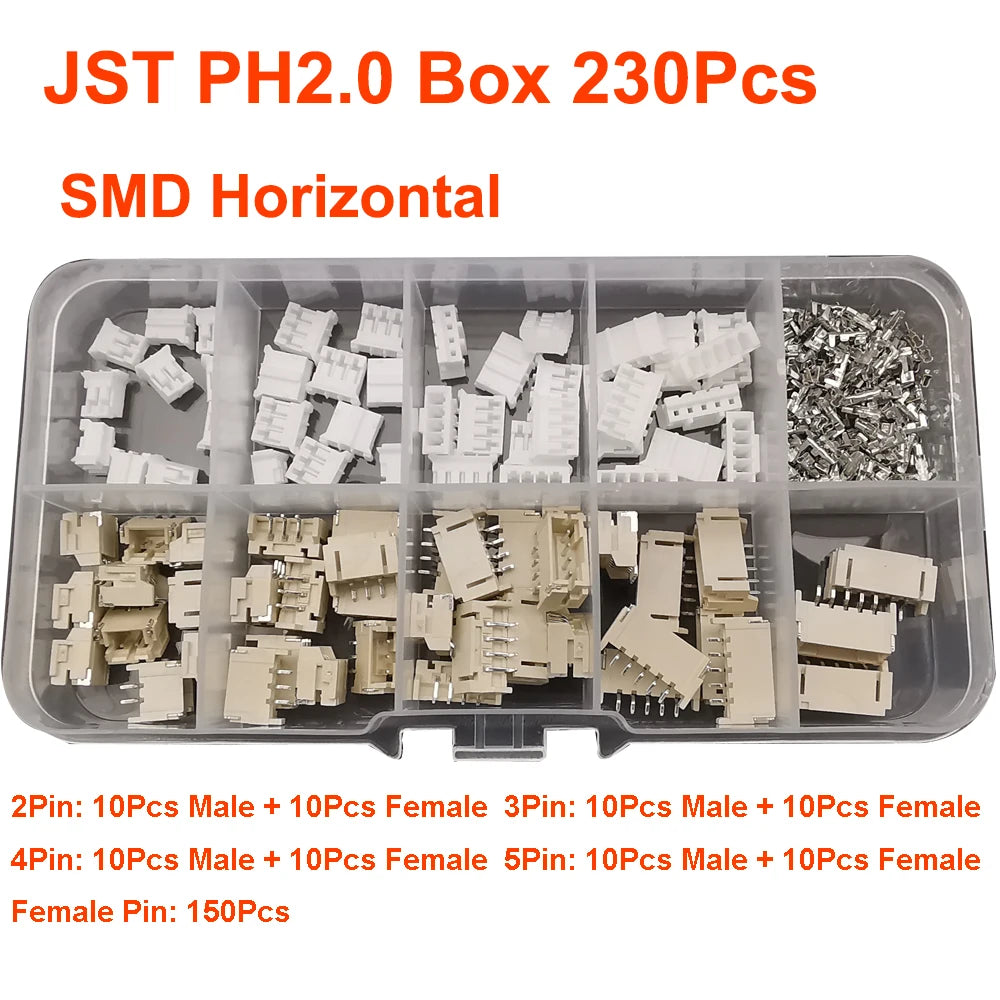 JST Box SH1.0/MX1.25/PH2.0/XH2.54/VH3.96/SM2.54/SYP Pitch Connector Terminal Kit SMD/Straight/Right Angle Type DIY