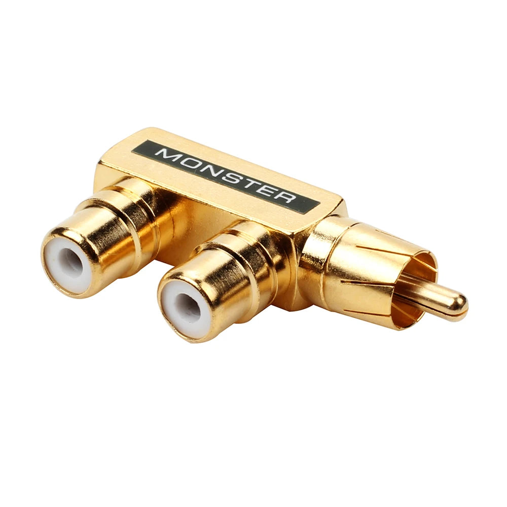 RCA Male To RCA Female Lotus Connector Tee Type 3Way Splitter for AV Audio and Video Converter Adapter Gold Plated Copper Brass
