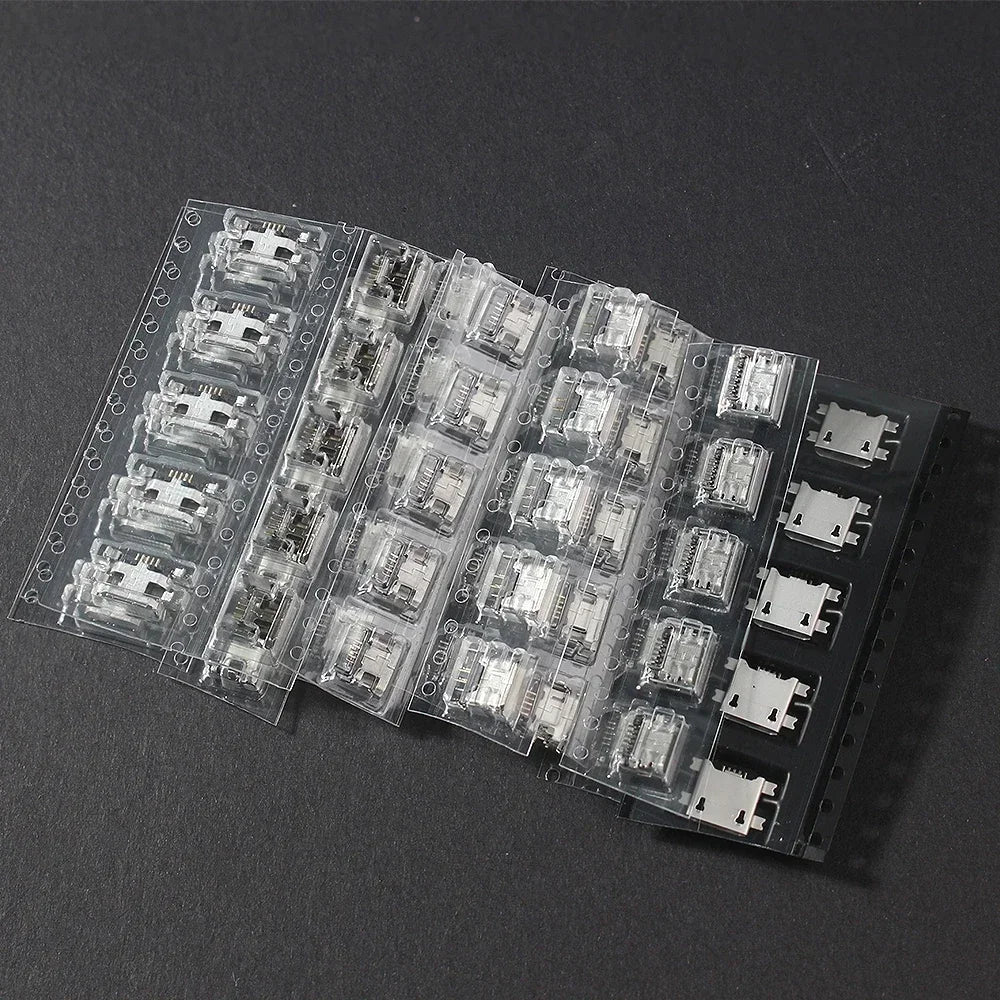 60pcs/240pcs Micro USB Connector Kit 12/24 Models USB Port/Tail Plug for MP3/4/5 DIY SMD DIP Socket Set USB Connectors Set
