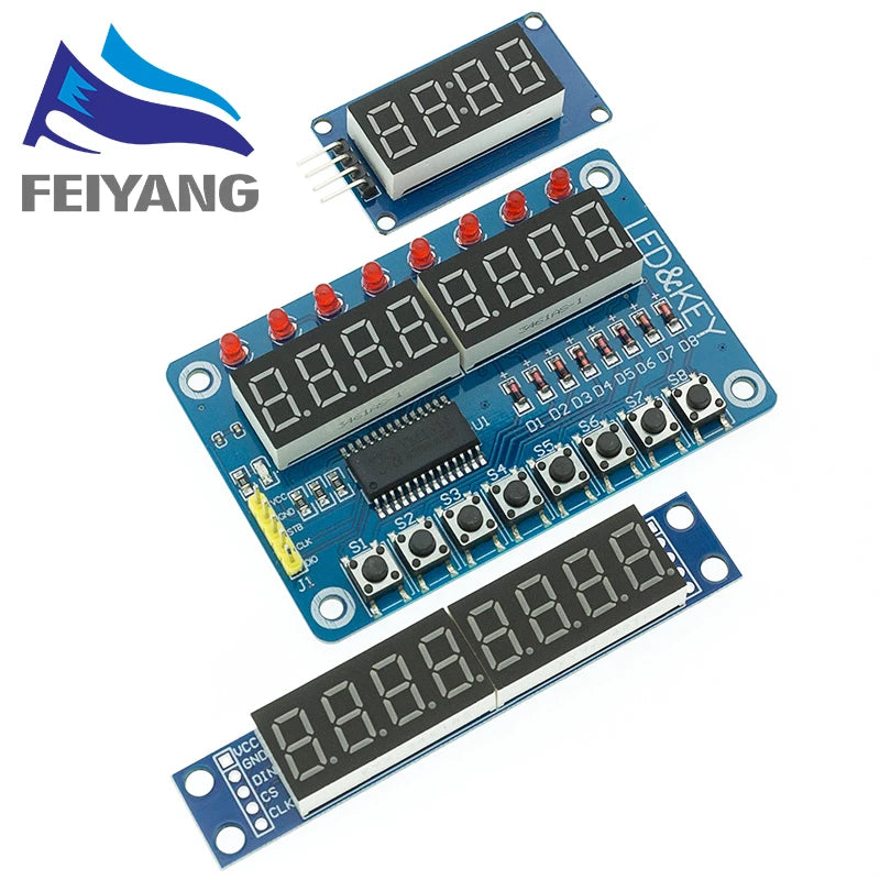 TM1637 4 Bits/TM1638/MAX7219 8 bit Digital LED Display Module 7 Segment 0.36Inch Clock RED Anode Tube Four Serial Driver