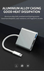3 IN 1 3.0 USB Multi-function HUB For Samsung Galaxy S23 S22 Ultra Type-C To HDMI Adapter Note 20 10 iPhone 15 16 5G OTG Adapter