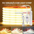IP68 Waterproof COB Led Strip Light Motion Sensor 5V Battery USB Powered Auto ON/OFF Cabinet Kitchen Staircase Liner Lighting