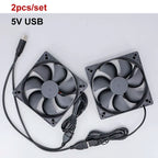 2 in 1 120mm 12cm 12025 DC USB Fan  5V 12V 24v 120mm*120mm*25mm Brushless USB Cooling Fan oil 2PIN PC Case Cooler 12cm E