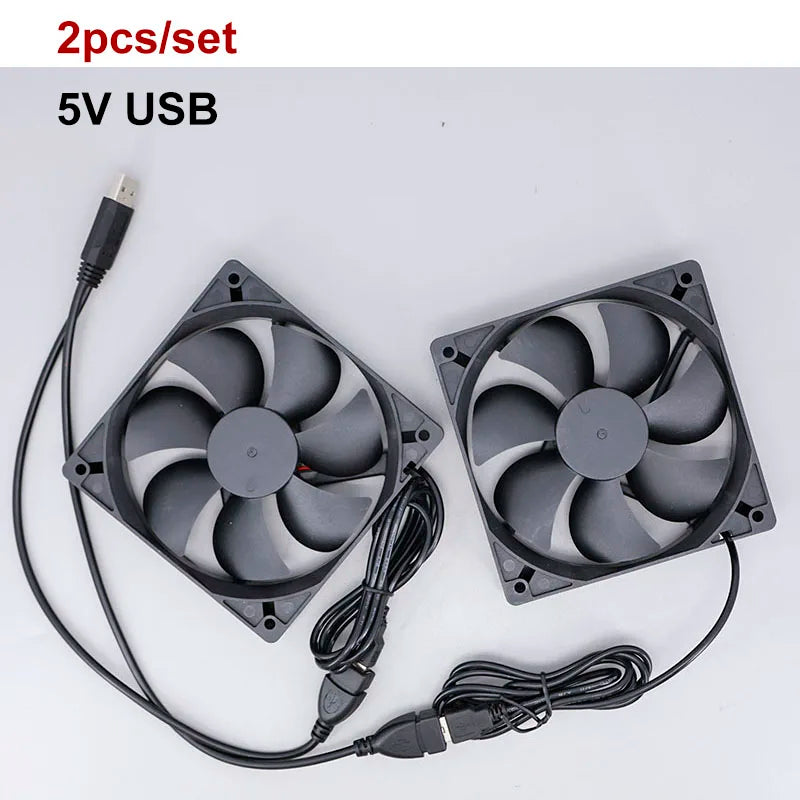 2 in 1 120mm 12cm 12025 DC USB Fan  5V 12V 24v 120mm*120mm*25mm Brushless USB Cooling Fan oil 2PIN PC Case Cooler 12cm E