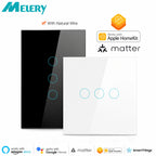 Melery Matter over WiFi Smart Light Wall Switch Touch Sensor Glass Panel Remoted Google/Apple Home Siri Alexa Homekit Smarttings