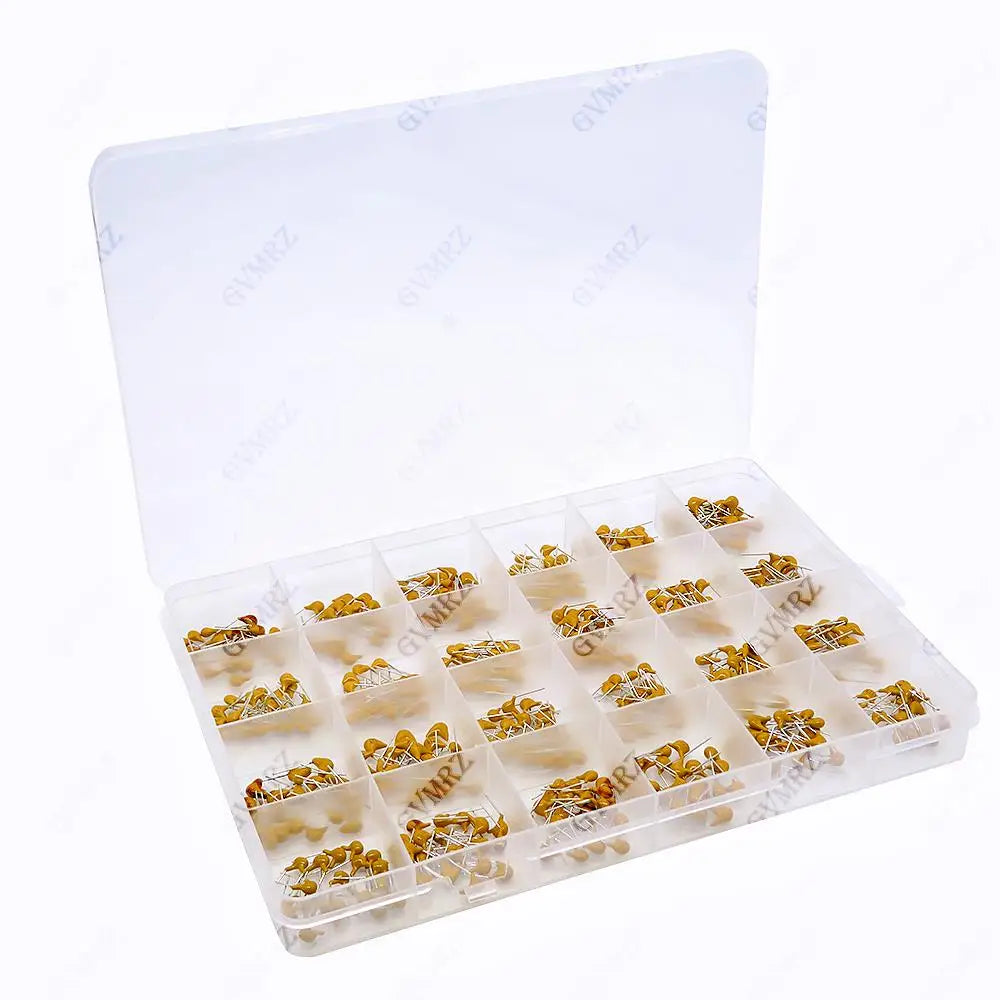 480PCS 24Values Monolithic Ceramic Capacitor Kit (10PF-10UF) Boxed for Signal Filtering Projects &  Electronic Circuit Coupling