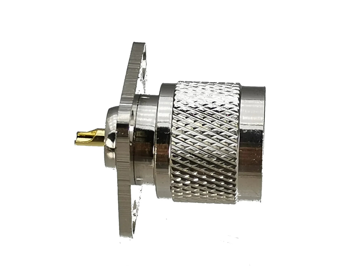 1pcs N Male Plug 4 Holes Flange Connector Solder Panel Mount RF Coaxial Brass Straight New Wire Terminal