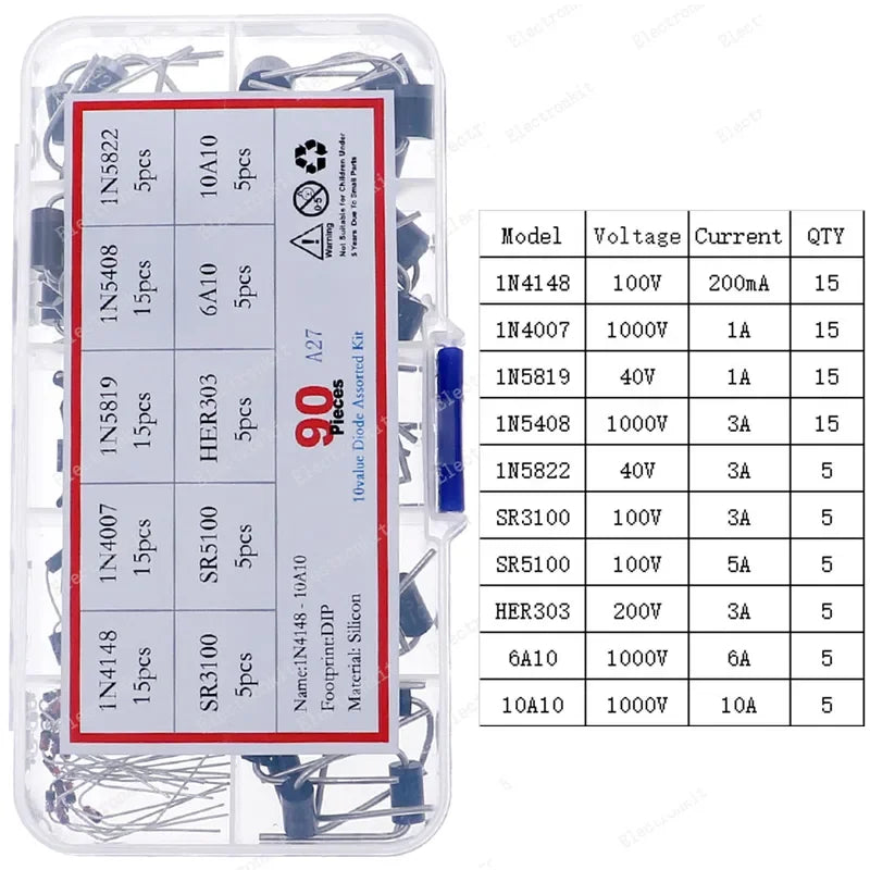 DIP SMD Zener Diode TVS Diodes Fast Switching Schottky Diode Assorted Kit DIY Mix Electronic set
