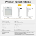 Motion Sensor Plug in Night Light 5 Brightness Dimmable LED Lamp for Bedroom Hallway Stairs Lighting 100-240V