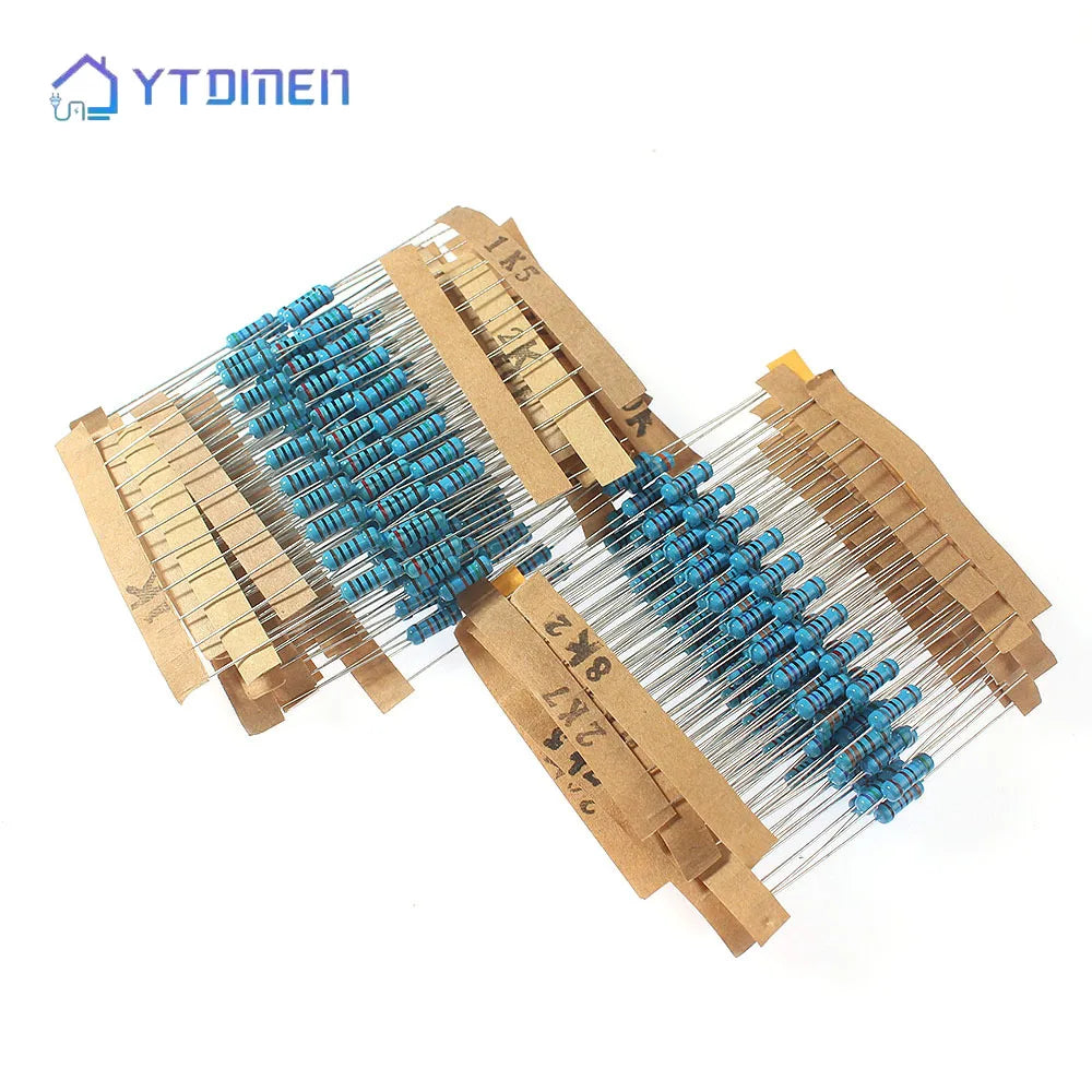 300PCS Metal Film Resistor Set 1/2W 1W 30 Values 0.1R~750R 1K~820K High Precision 1% Assortment Kit for Electronics Repair