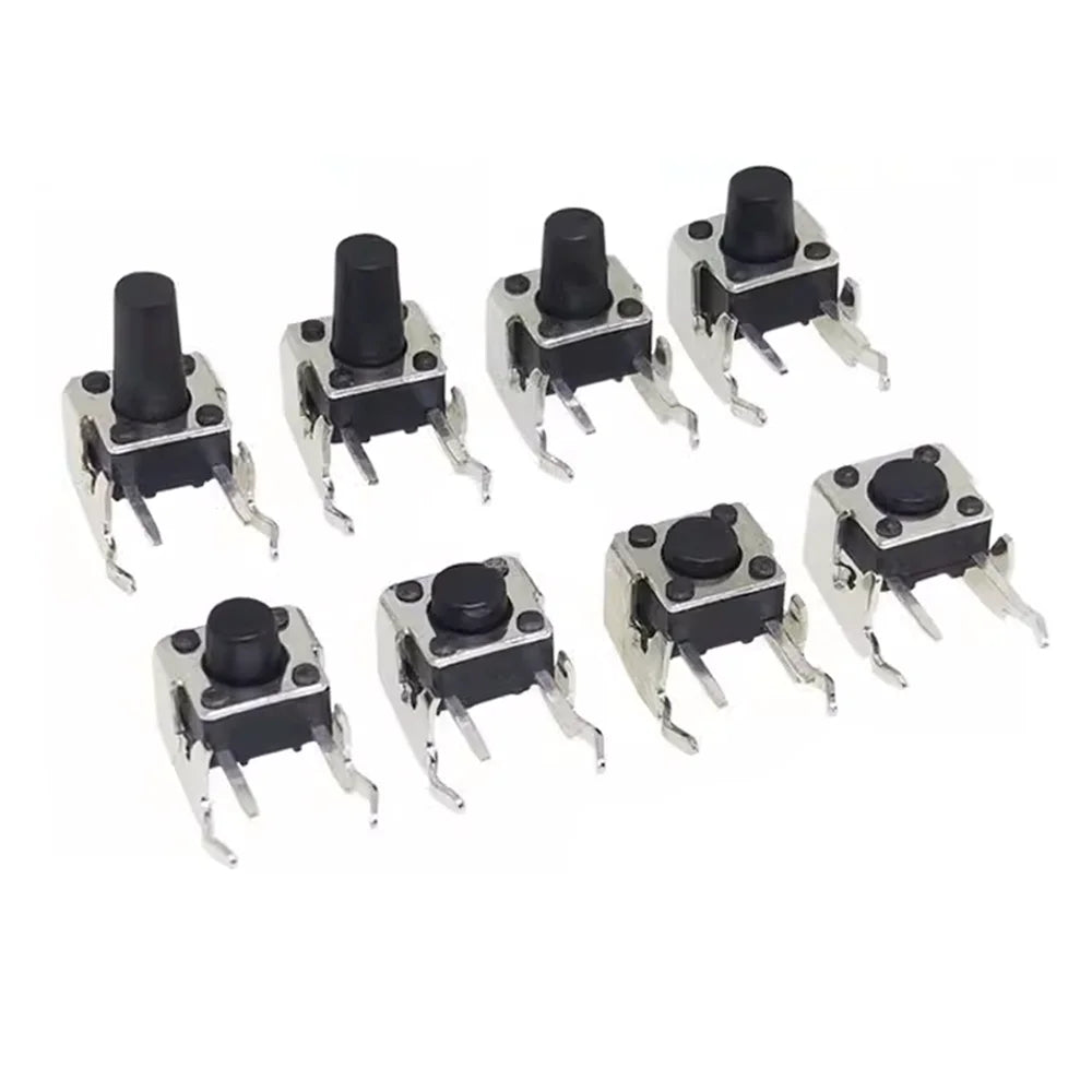 20/50Pcs 6x6 PCB Momentary Tactile Tact Push Button 4-Pin Self-reset Switch Right Angle With stent 6*6*4.3//5/6/7/8/9/10/11/12mm
