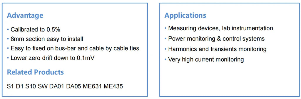MEATROL NRC High Accuracy 0.5% High Accuracy Flexible Rogowski Coil Current Transformer AC Rogowski Sensor 100A