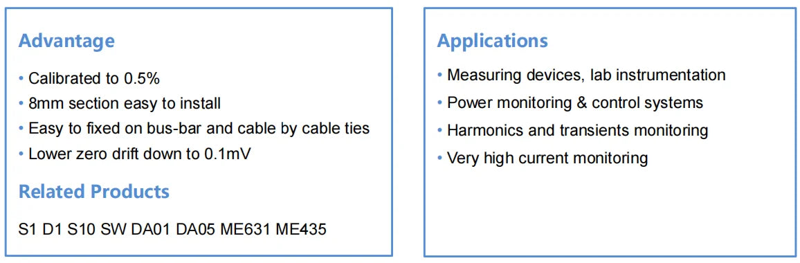 MEATROL NRC High Accuracy 0.5% High Accuracy Flexible Rogowski Coil Current Transformer AC Rogowski Sensor 100A