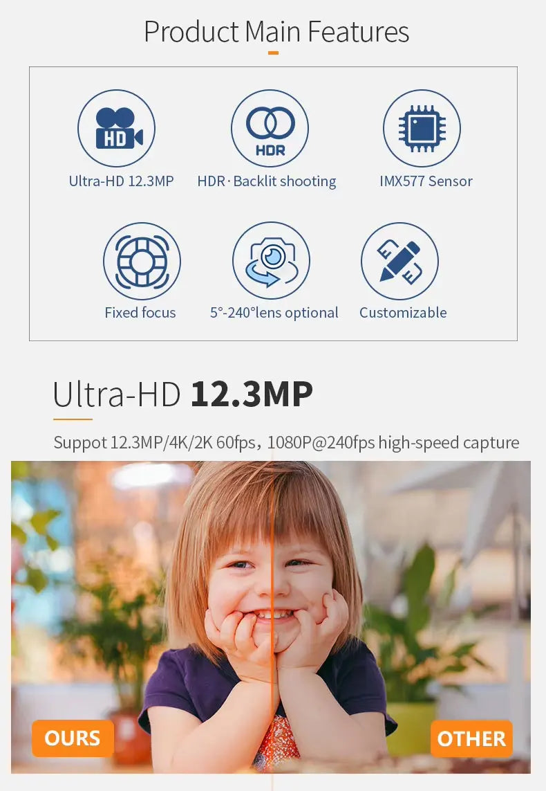 Ultra HD 4K 5K 6K 240fps sport dv cam IMX477 IMX577 Sensor MIPI DVP for Raspberry Pi Camera Module