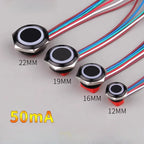 12 16 19 22mm Oxidized Black Ultra-thin Light Touch Button Tri-color Switch Waterproof IP65 Start Power Signal