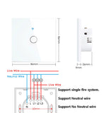 Works With Tuya WiFi Smart Switch Alexa No Neutral Wire Wireless RF433Mhz Remote Wall Touch Sensor Lightes Switch 1/2/3Gang