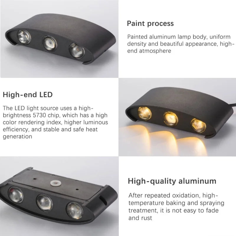 LED Wall Sconces 2W/4W/6W/8W/10W Modern Wall Light, Hardwired Aluminum Wall Lamp,Black Up Down Wall Mount Lights for Living Roo