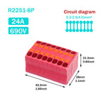 Wire Electrical Connectors Wire Push-in Terminal Block multiple in multiple out Connector Mount On Din Rail with fixing Hole
