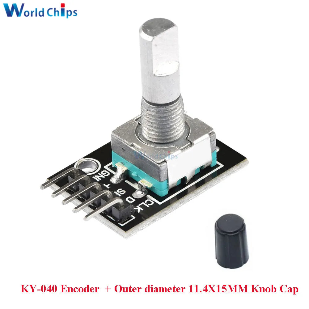 10 PCS 360 Degrees Rotary Encoder Module KY-040 HW-040 Sensor Switch 6MM Half Shaft Potentiometer Rotary Knob Cap 15×17 15×13.5