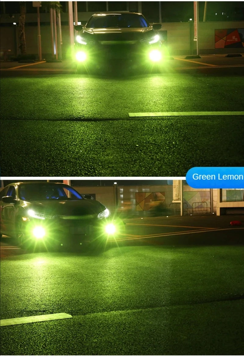 Car Led Fog Lamp with Flashing 3030 Three-Color Fog Lamp Bulb Red Green Pink Blue Super Bright H3 H8 H11 9006 9005 H7 Modified