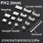 PH2.0mm Connector 2.0mm Pitch 2p3p4p5p6p7p8p 10p 11p12p 13p 15p 16pin Housing Straight/ Curved Pin Header Terminal JST PH2.0mm