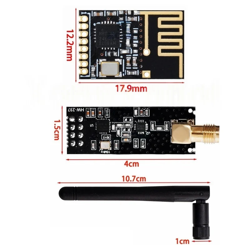 1-10PCS NRF24L01+PA+LNA Wireless Transceiver RF Transceiver Module 2.4G 1100m with Antenna NRF24L01+ Breakout Adapter with 3.3V