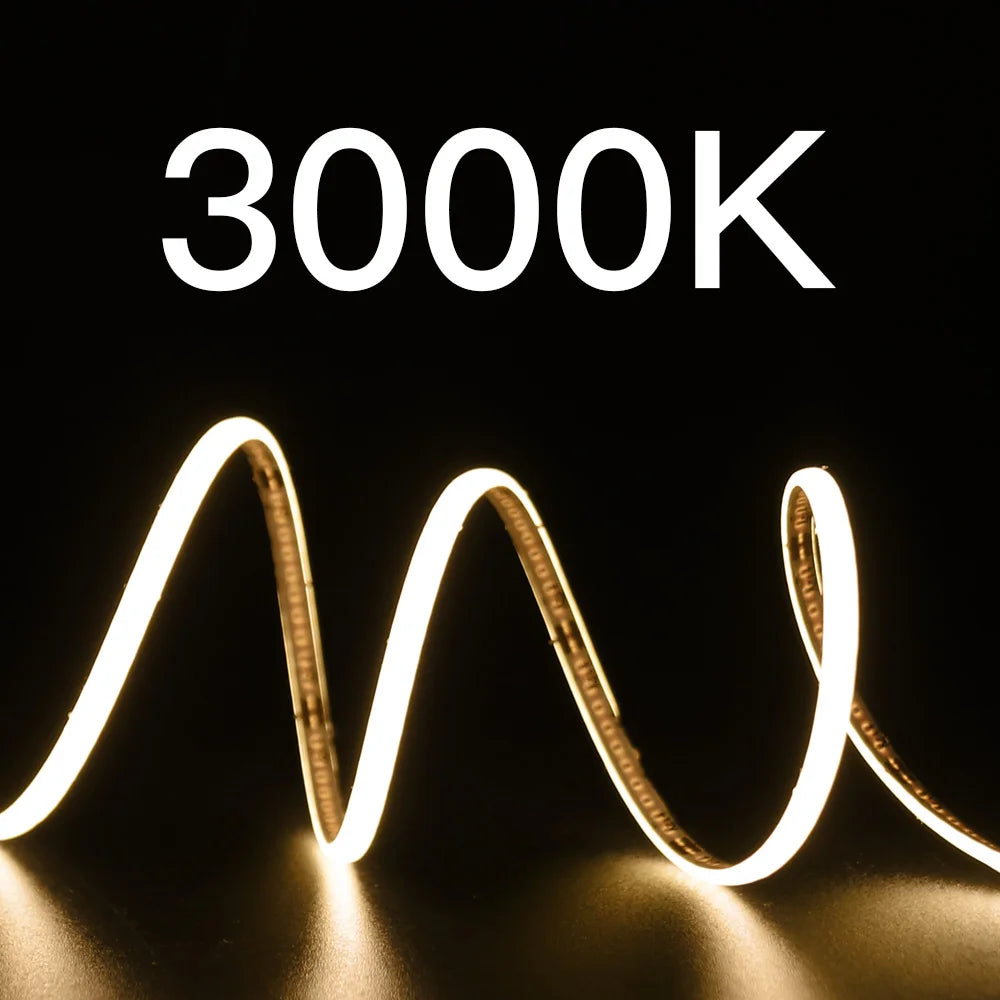 3mm Ultra Thin DC 12V Colorful COB LED Strip Lights for Home Decor DIY Blue/Pink/Red/Purple High Density LED Tape Colour
