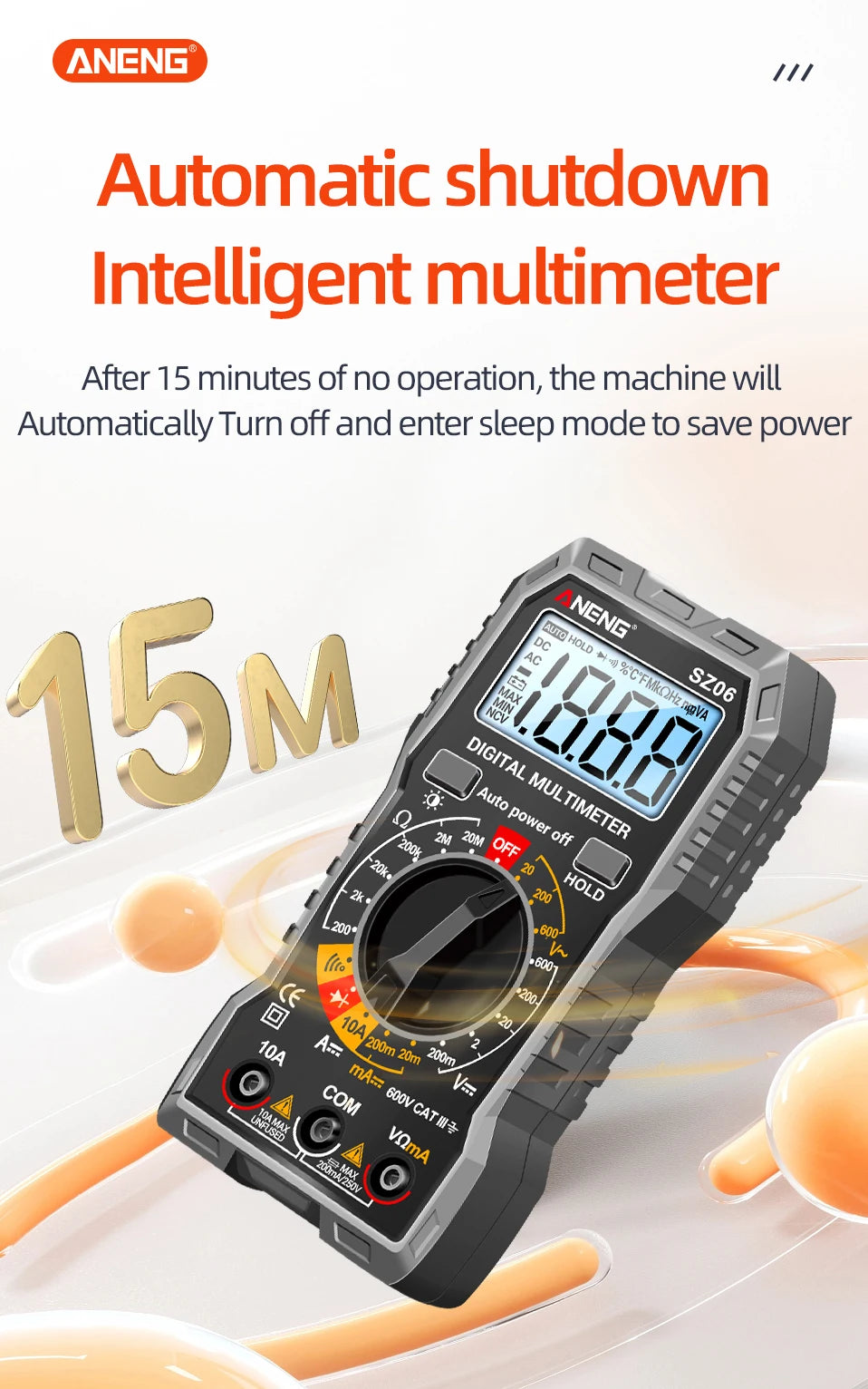 ANENG SZ06 Multimeter 2000 Diode Ohm Professional Smart Mini Multimetro Counts Digital AC/DC Voltage DC Current Tester Tools