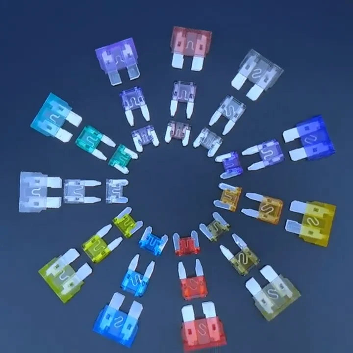 100/180 Piece Automotive Fuse Set, Complete Range of Current Specifications. Color-Coded Amperage for Quick Identification; High-Quality Conductive Metals with Good Conductivity and Sensitive Melting Properties. Transparent C