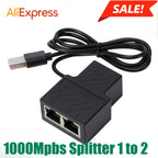 Gigabit Ethernet Splitter 1 To 2/3/4 1000Mbps RJ45 LAN Internet Splitter for PC Laptop Nintendo Switch Router TV Box Digital TV