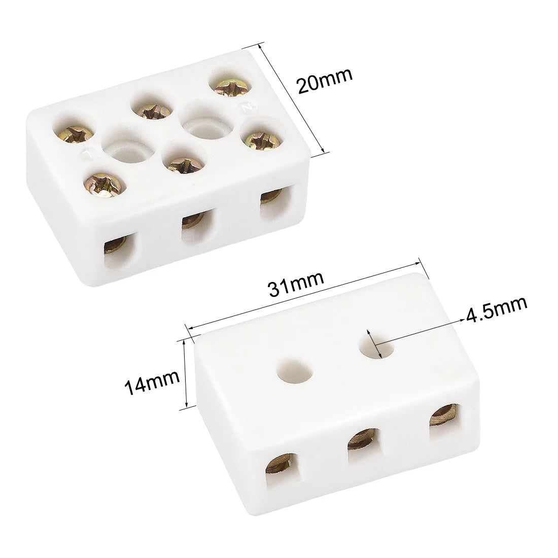 1/2Pcs 380V/25A 3Way 8Hole Ceramic Wiring Terminal Block High Frequency Porcelain Electrical Wire Connector Electrical Equipment