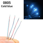 10pcs/Bag 0805 1206 SMD Lamp Wired Micro Litz Led Pre-Soldered Chip Wired 3V Railway Model Toy Light DIY Leads Wires 30cm