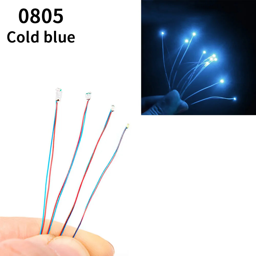 10pcs/Bag 0805 1206 SMD Lamp Wired Micro Litz Led Pre-Soldered Chip Wired 3V Railway Model Toy Light DIY Leads Wires 30cm