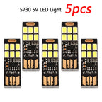 5pcs Portable Mini 5730 USB 6 LED Light 5V Touch Sensor Dimmable Night Light for Power Bank Computer Laptop Book Reading Lamp