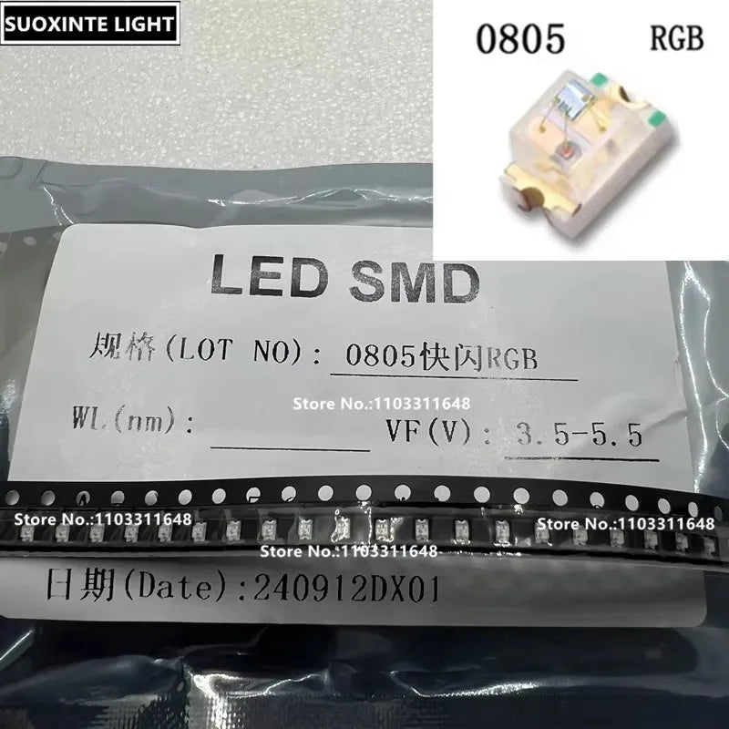 Self-flashing 0805 RGB SMD LED, Fast/Slow Flashing ,Red-Green-Blue,IC Control 7-Color Lamp Beads 2.0*1.2MM
