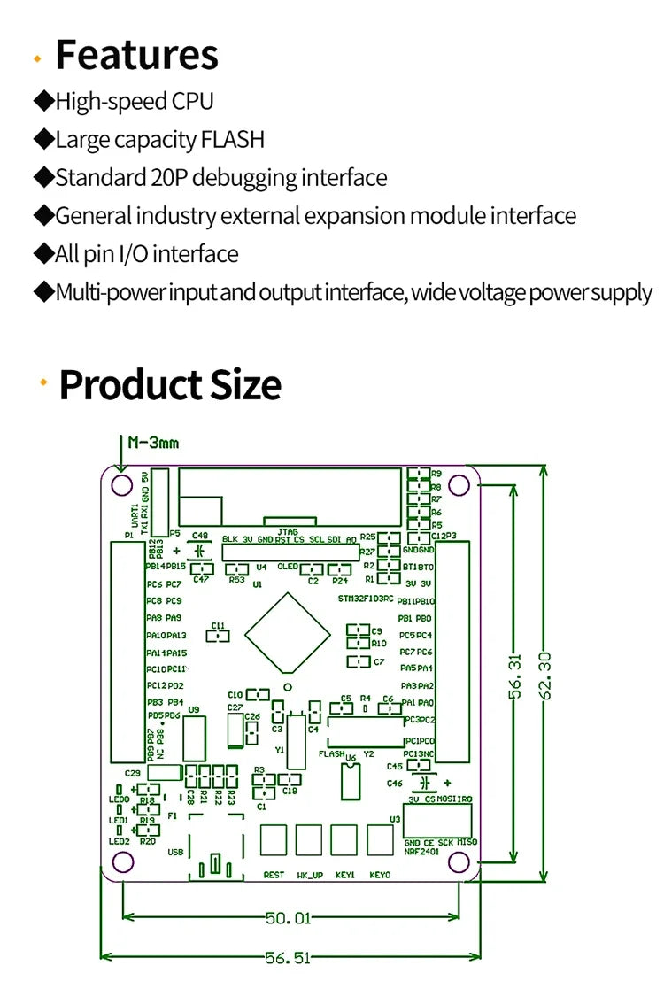 Small System ARM STM32 Development Board STM32F103RCT6/RBT6 32-bit Microcontroller Board for Electronics Projects