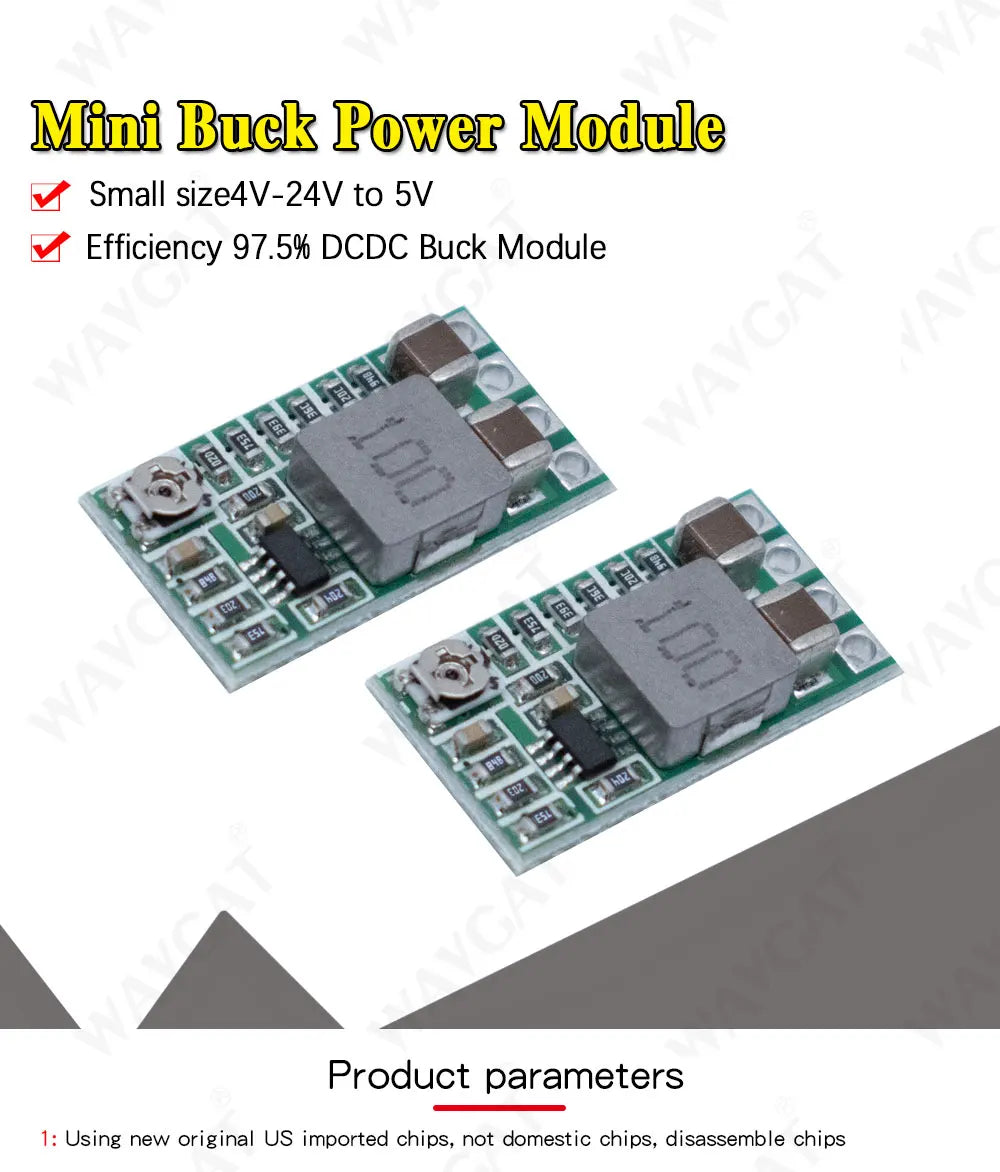 WAVGAT Mini DC-DC 12-24V To 5V 3A Step Down Power Supply Module Voltage Buck Converter Adjustable 97.5% 1.8V 2.5V 3.3V 5V 9V 12V