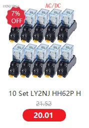 1pcs General Purpose LY2NJ HH62P Electronic Micro Electromagnetic Relay LED Lamp 10A 8 Pins Coil DPDT DC12V 24V AC110V 220V