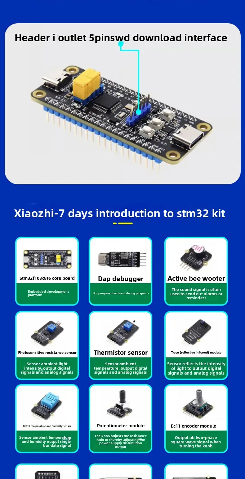 STM32 Development Board Starter Kit Advanced Kit STM32F103C8T6 Minimum ARM System Board Introductory More Than Ten Types A Set